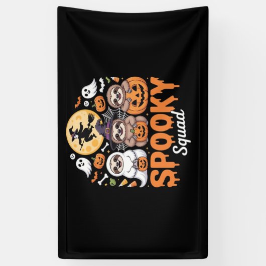 Spooky Halloween Witch Funny Horror Sloths Essenti Spandoek (Verticaal)