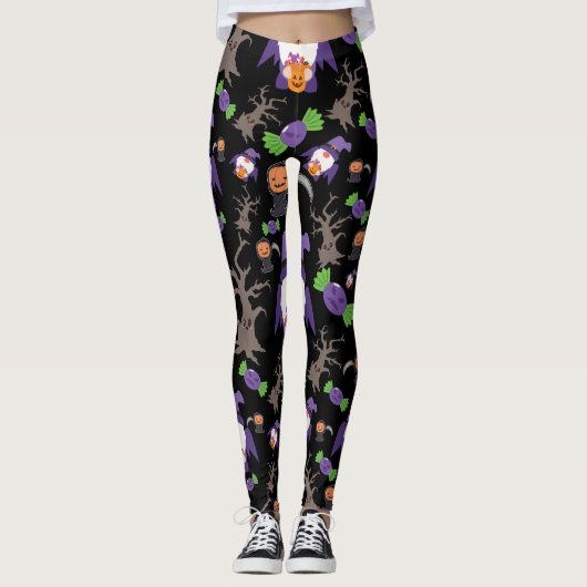 Spooky Halloween Witch Gnome Leggings (Voorkant)