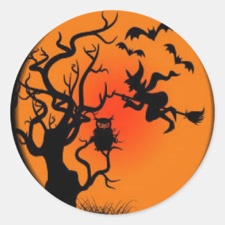 Spooky Halloween Witch Ronde Sticker