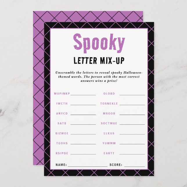 Spooky Halloween Word Games Word Scramble (Voorkant / Achterkant)