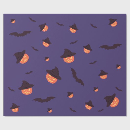 Spooky Halloween Wrapping Paper - Pompoen & Vleerm Cadeaupapier (Vlak)