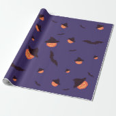 Spooky Halloween Wrapping Paper - Pompoen & Vleerm Cadeaupapier (Uitgerold)