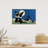 Spooky Halloween  zwart katten decor poster (Keuken)