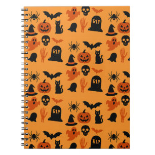 Spooky Halloween - Zwart & Sinaasappel Trick Notitieboek