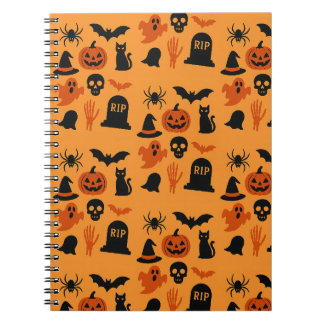 Spooky Halloween - Zwart & Sinaasappel Trick Notitieboek