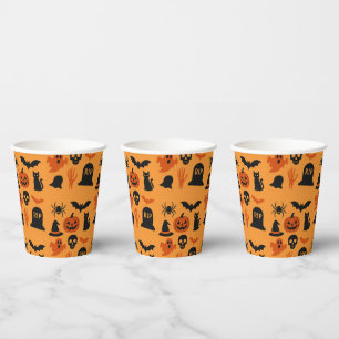 Spooky Halloween zwarte en Oranje Trick or treat Papieren Bekers