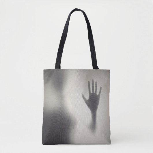 Spooky Hand op het Glazen Paneel Halloween Canvas  Tote Bag (Voorkant)