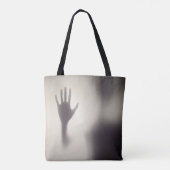Spooky Hand op het Glazen Paneel Halloween Canvas  Tote Bag (Achterkant)