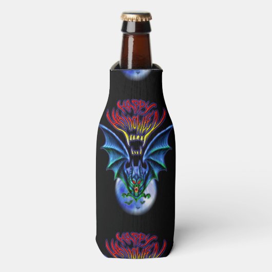 Spooky Happy Halloween Bat Bottle Cooler (Fles Voorkant)
