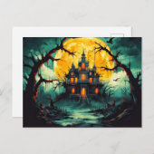 Spooky Happy Halloween Haunted House Briefkaart (Voorkant / Achterkant)
