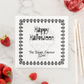 Spooky Happy Halloween Lettering | Zwart wit Servet (Insitu)