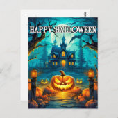 Spooky Happy Halloween Pumpkins Briefkaart (Voorkant / Achterkant)