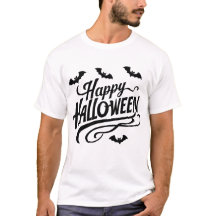 Spooky "Happy Halloween" T-shirt met vliegende vle