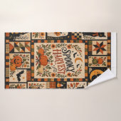 Spooky Harvest Vintage Halloween Patchwork (Serviette de bain)