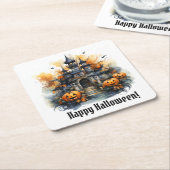 Spooky Haunted Castle Halloween papier Onderzetter (Schuin)