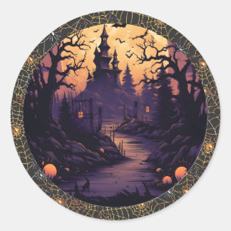 Spooky Haunted Castle Halloween ronde Sticker