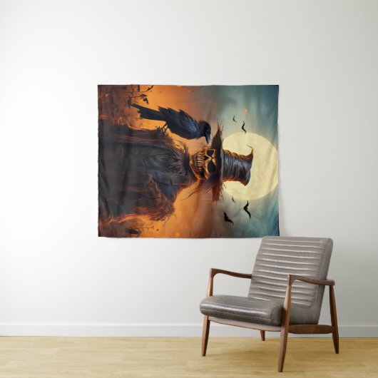 Spooky Haunted Halloween Scare Crow Wandkleed (In Situ (horizontaal))