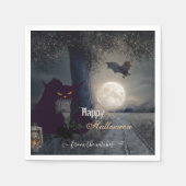 Spooky Haunted Halloween zwart kattenpapier Servet (Voorkant)