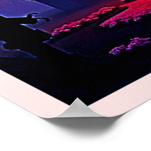 Spooky Haunted House at Dusk Design Poster (Hoek)