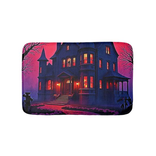 Spooky Haunted House bij Dusk Design Badmat (Voorkant)