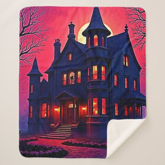 Spooky Haunted House bij Dusk Design Sherpa Deken (Voorkant)