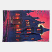 Spooky Haunted House bij Dusk Design Theedoek (Horizontaal)