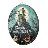 Spooky Haunted House Costume Night Sky Halloween Dartbord (Voorkant Rechts)
