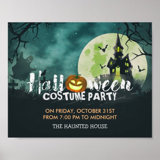Spooky Haunted House Costume Night Sky Halloween Poster (Voorkant)