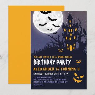 Spooky Haunted House Halloween Kids Birthday Party Kaart