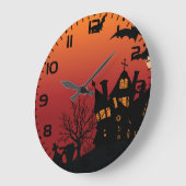 Spooky Haunted House Halloween Night Grote Klok (Hoek)