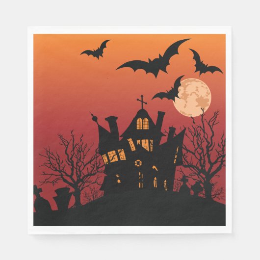 Spooky Haunted House Halloween Night Servet (Voorkant)