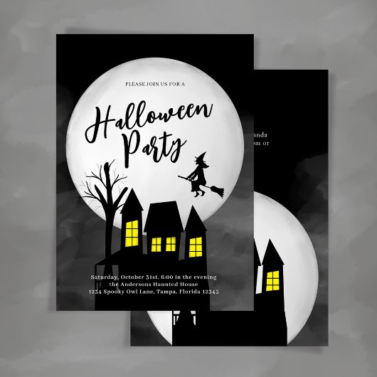 Spooky Haunted House Halloween Party Custom Kaart