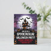 Spooky Haunted House Halloween Party Design Briefkaart (Staand voorkant)