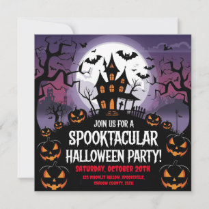 Spooky Haunted House Halloween Party Design Kaart