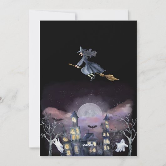 Spooky Haunted House Halloween Party Invitation Feestdagenkaart (Achterkant)