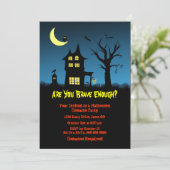 Spooky Haunted House Halloween Party Kaart (Staand voorkant)