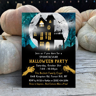 Spooky Haunted House Halloween Party Kaart