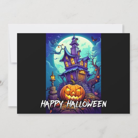 Spooky Haunted House Halloween Party Uitnodigingen (Achterkant)