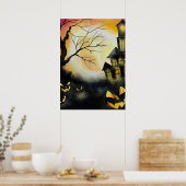 Spooky Haunted House Halloween, Scary Ghosts Poster (Keuken)