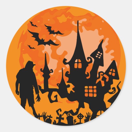 Spooky Haunted House Halloween Sticker (Voorkant)