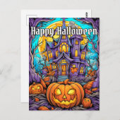 Spooky Haunted House | Happy Halloween Briefkaart (Voorkant / Achterkant)