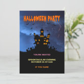 Spooky Haunted House met Bats Storm Invitation Kaart (Staand voorkant)