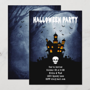 Spooky Haunted House met Blue Ghost Kaart