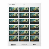 Spooky Haunted House Night Sky Halloween Adres Etiket (Full Sheet)