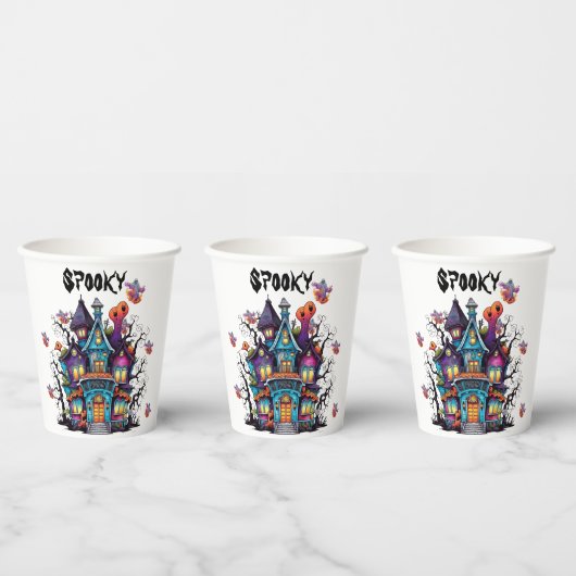 Spooky Haunted House Papieren Bekers (Multi)