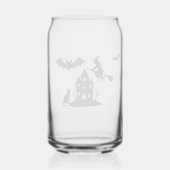 Spooky Haunted House & Witch Silhouette | Blikvorm Glas (Achterkant)