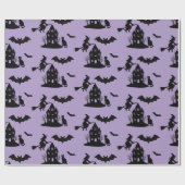 Spooky Haunted House & Witch Silhouette | Cadeaupapier (Vlak)