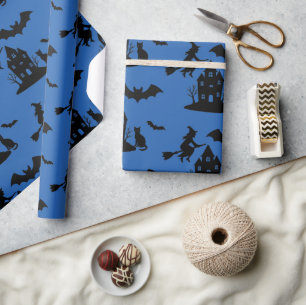 Spooky Haunted House & Witch Silhouette Cadeaupapier