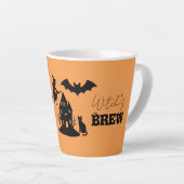 Spooky Haunted House & Witch Silhouette | Latte Mok (Rechterhoek)