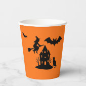 Spooky Haunted House & Witch Silhouette | Papieren Bekers (Voorkant)